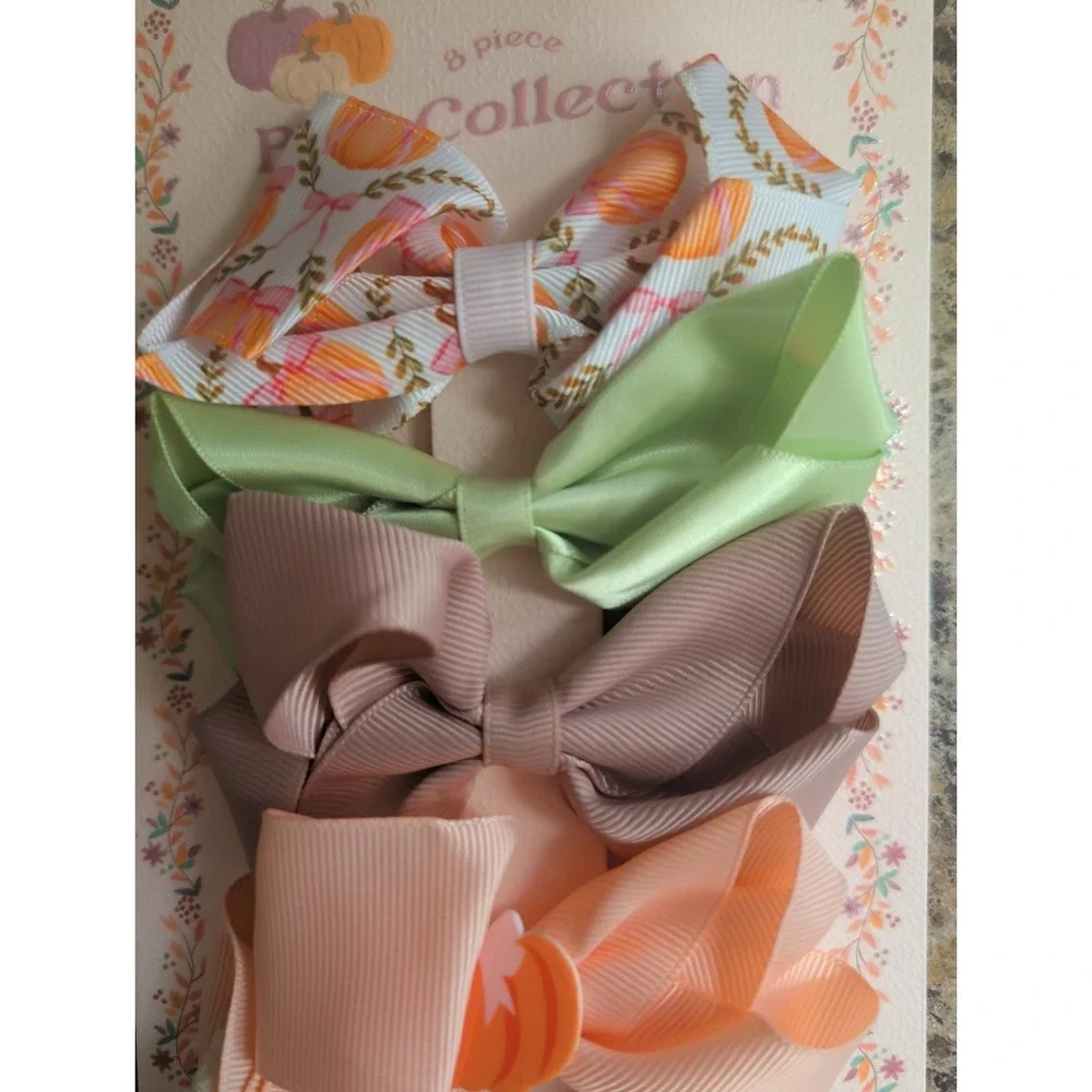 Capelli New York girls 8pc Fall Harvest Fabric Hair Bow Collection Multi Color